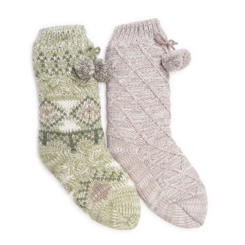 Muk Luks Women's 2 Pair Pack Tall Cabin Socks