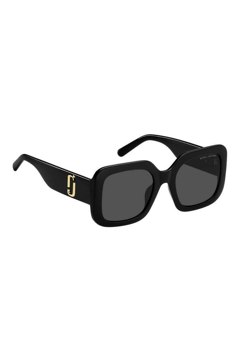 53mm Gradient Polarized Square Sunglasses, Alternate, color, BLACK/ GREY 2