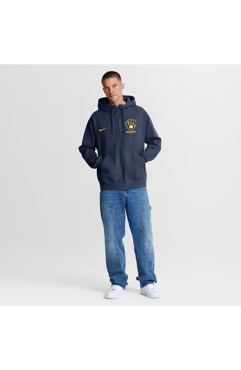 Nike Men's Nike Navy Milwaukee Brewers Primetime Lockup Full-Zip Hoodie, Alternate, color, Navy