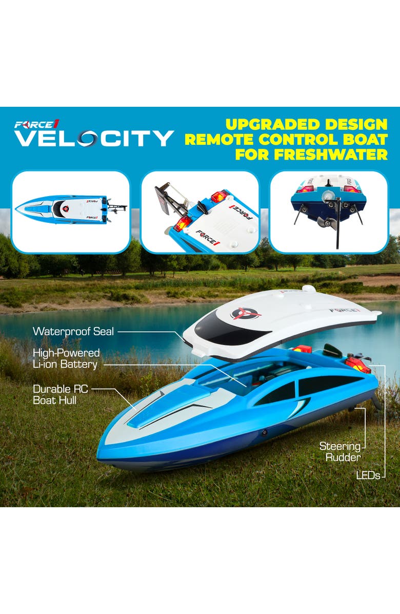 Force1 Velocity Blue Fast RC Boat, Alternate, color, Blue