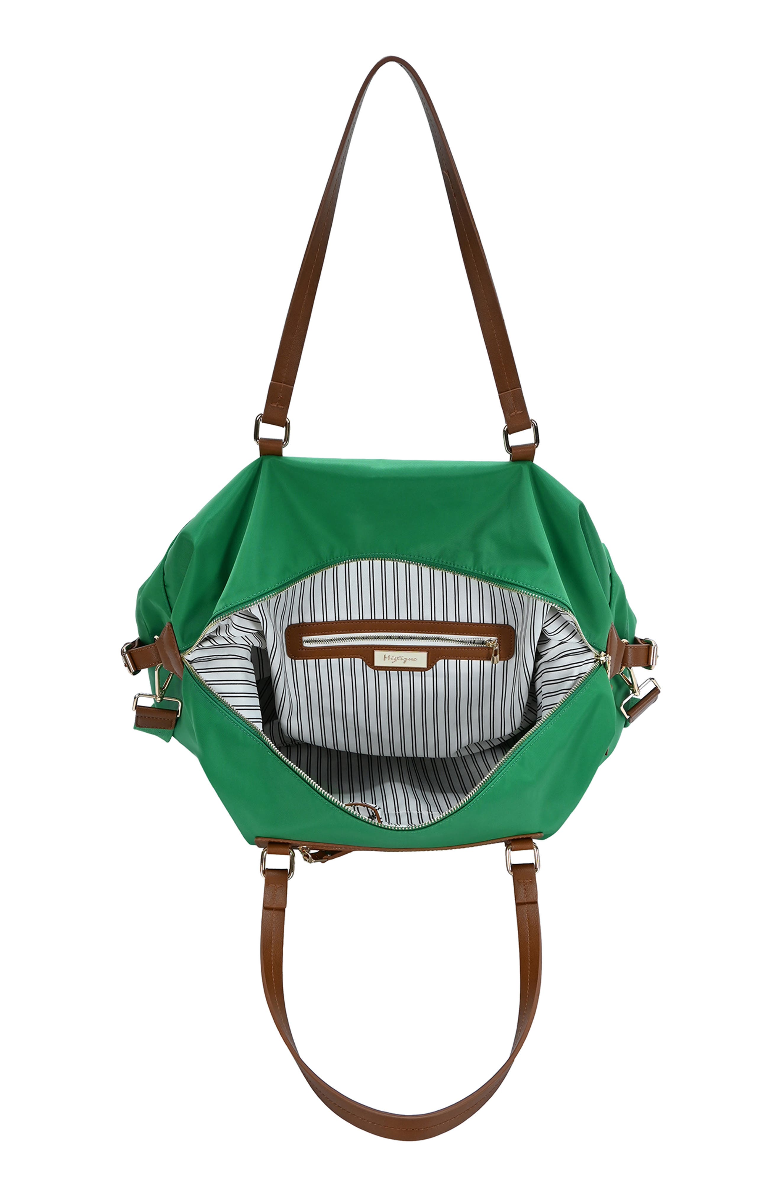 Nylon Weekender Faux Leather Trim Duffle Bag, Alternate, color, GREEN