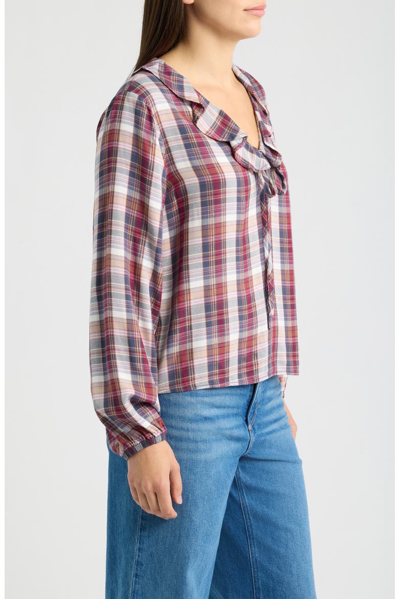 Plaid Ruffle Top, Alternate, color, PLUM ORCHID PLAID