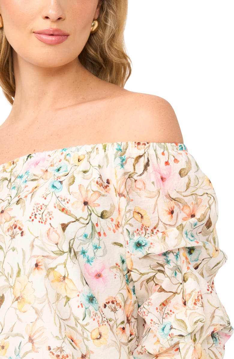 Vince Camuto Off the Shoulder Bubble Sleeve Top, Alternate, color, Antique White