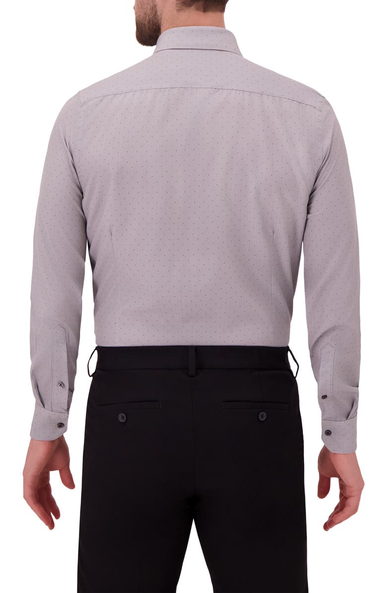 Report Collection Modern Fit Herringbone Print 4-Way Stretch Button-Up Shirt, Alternate, color, Light Grey