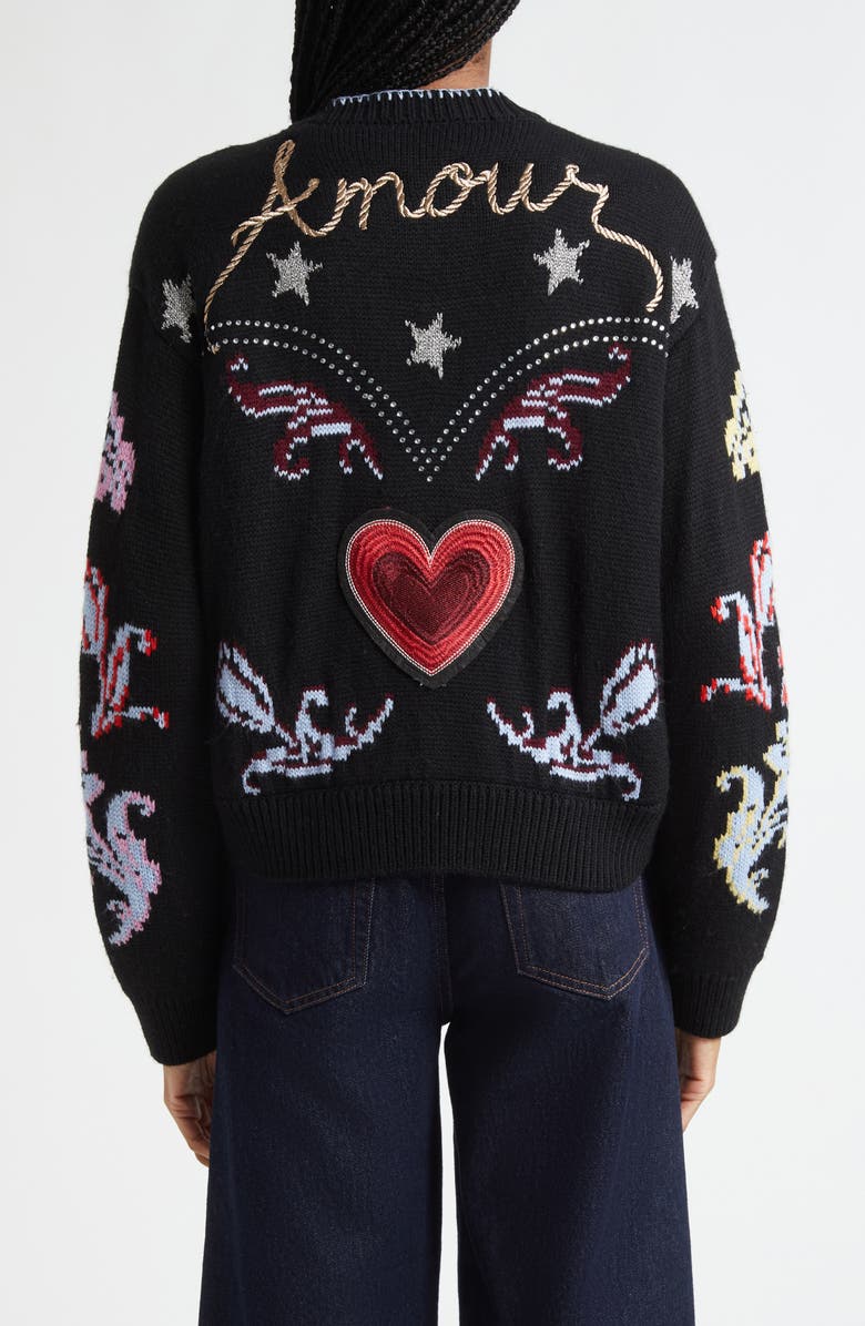 Cinq à Sept Western Collage Wool Blend Cardigan, Alternate, color, Black Multi