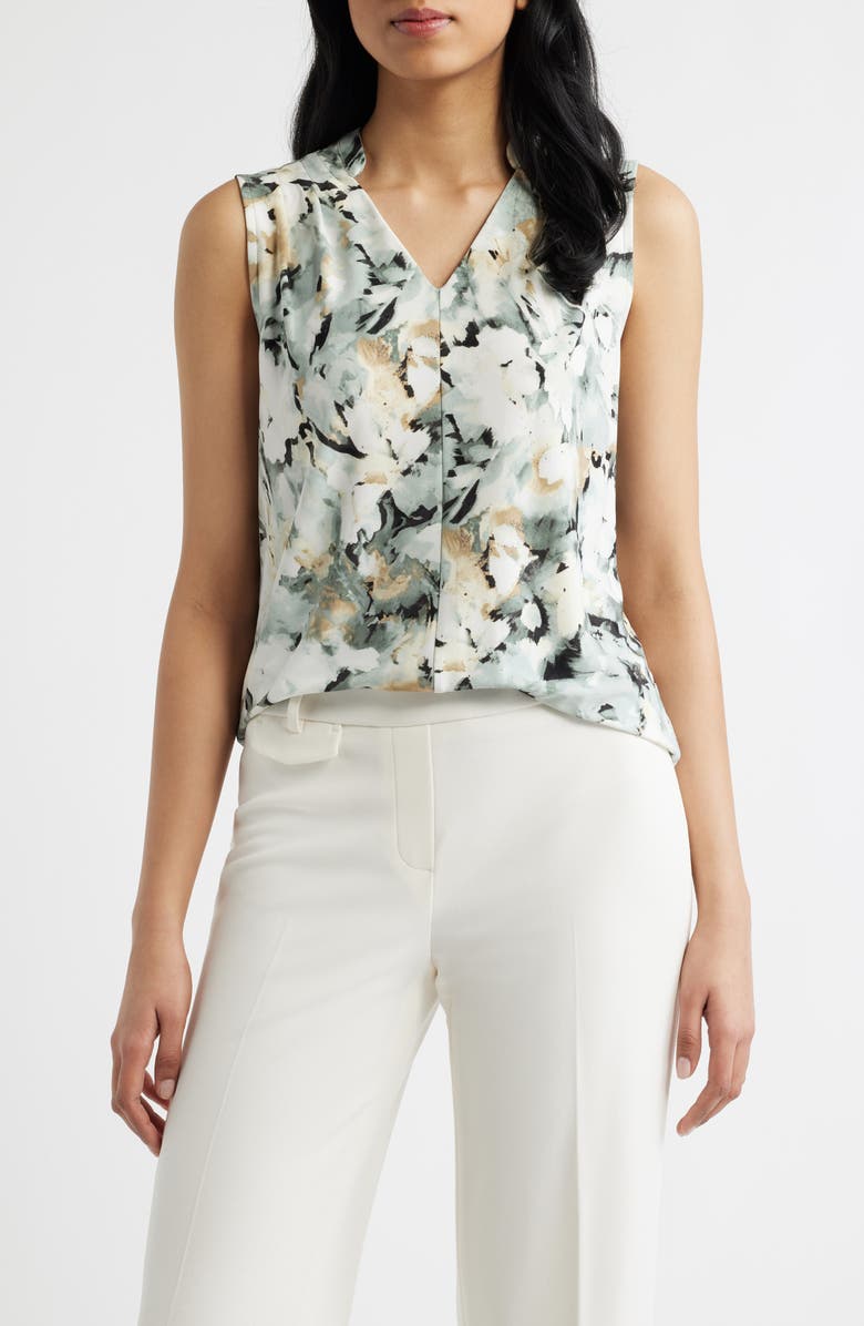 Anne Klein Floral Print Sleeveless Top, Main, color, 