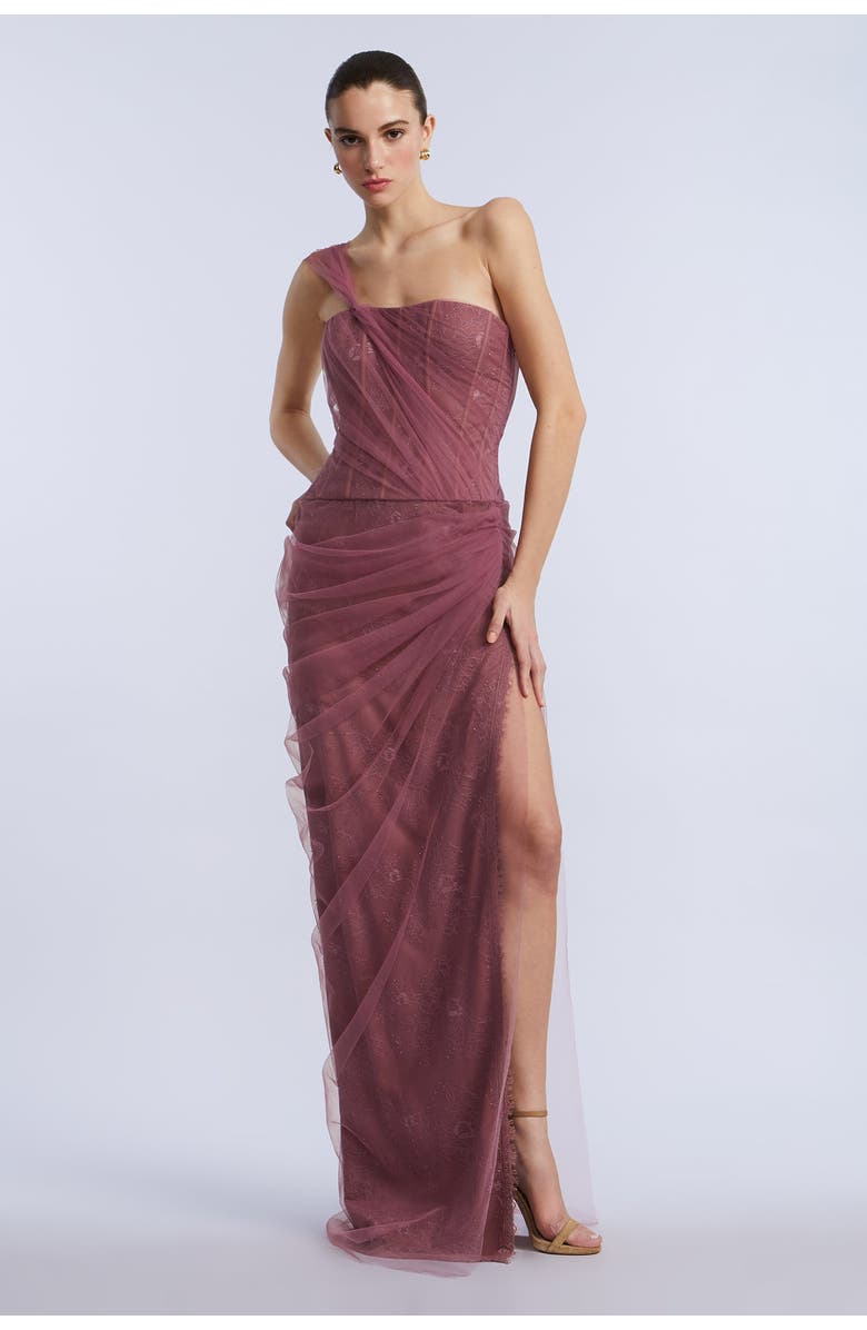 BCBGMAXAZRIA Tulle & Lace Gown, Main, color,