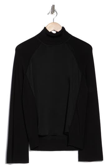 Simkhai Mateo Turtleneck Mixed Media Top In Black
