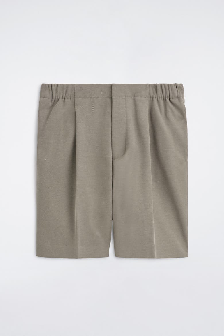 Tailored Bonded-Twill Shorts, Alternate, color, GRAY-GREEN