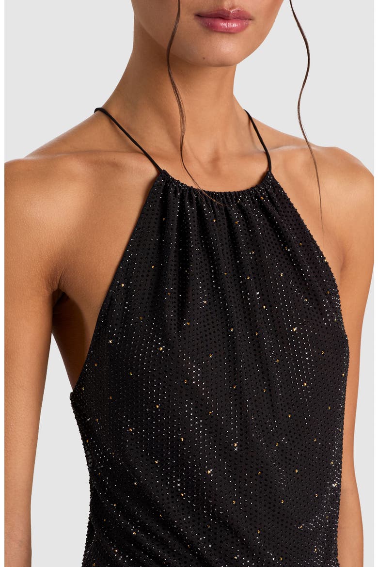 Zumi Embellished Halter Top, Alternate, color, BLACK/ GOLD