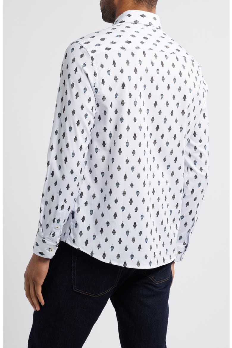 Chandelier Print Button-Up Shirt, Alternate, color, WHITE