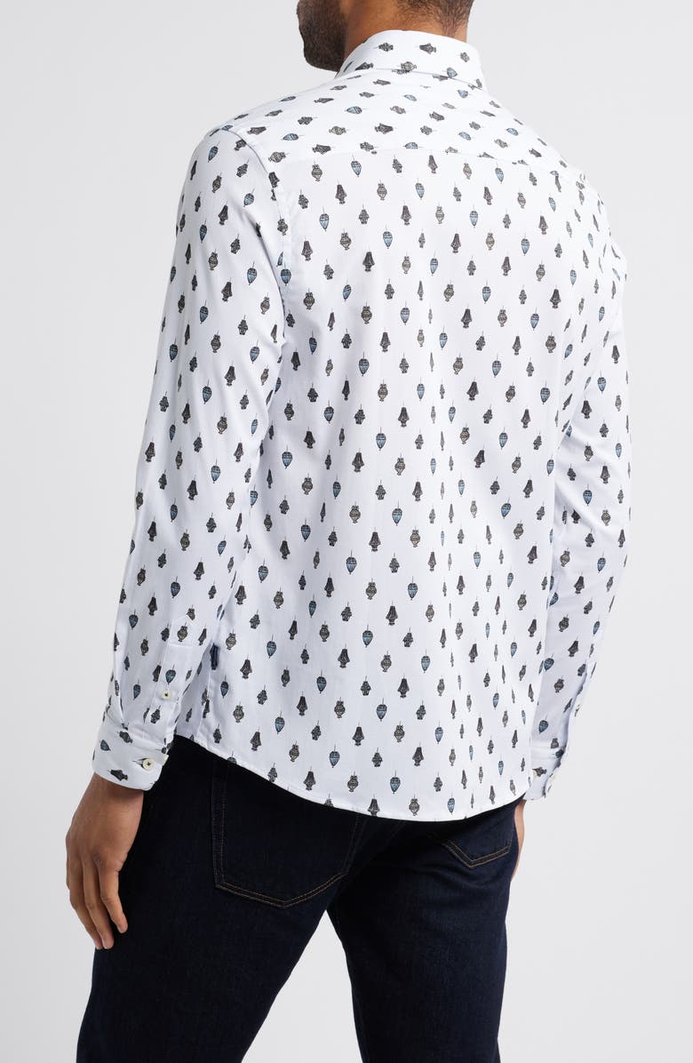 Stone Rose Chandelier Print Button-Up Shirt, Alternate, color, White