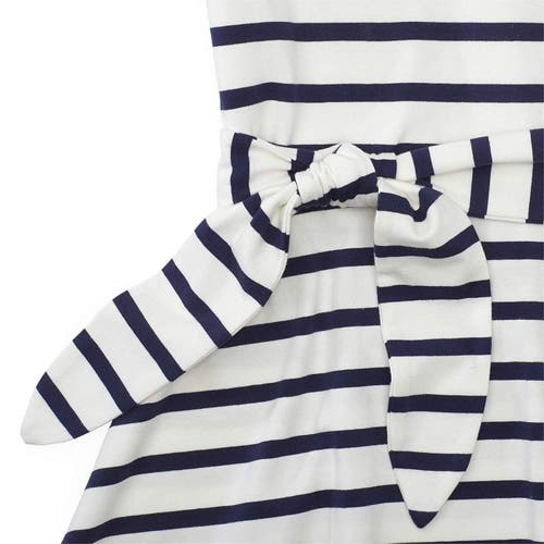 Shop Hope & Henry Organic Tie-waist Knit Dress In White With Navy Stripe