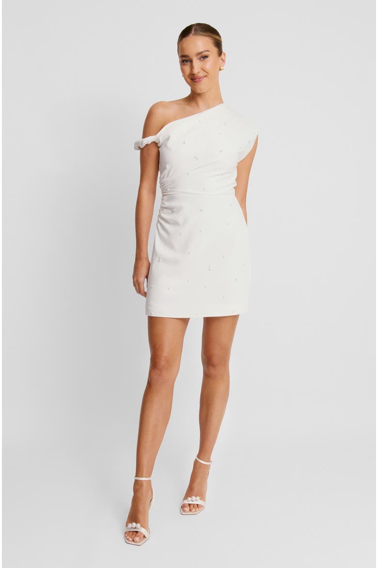 Asymmetric Bardot Mini Dress, Alternate, color, White