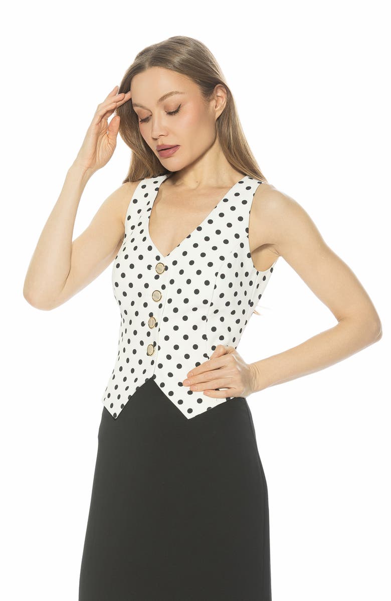 Alexia Admor Liliana Button Front Vest, Alternate, color, Ivory Polka