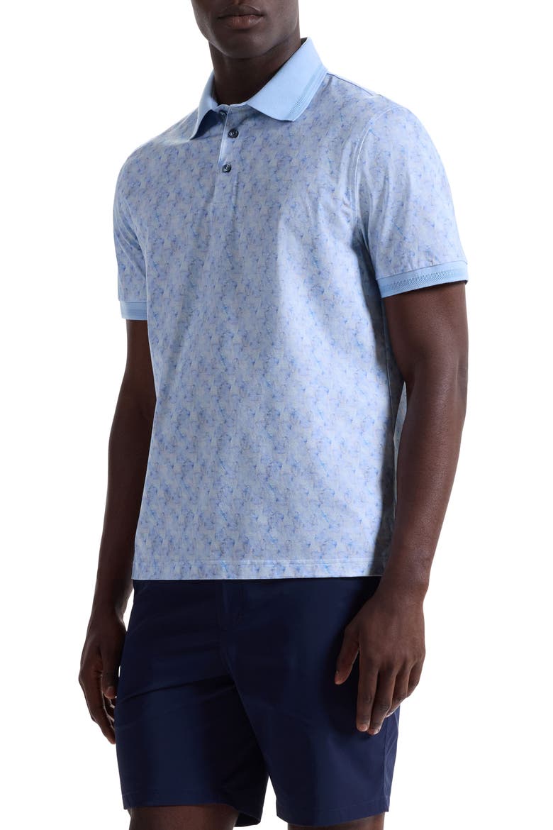 Vance OoohCotton® Leaf Print Polo, Alternate, color, SKY