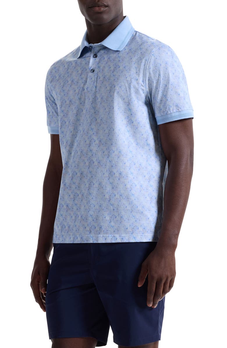 Bugatchi Vance OoohCotton<sup>®</sup> Leaf Print Polo, Alternate, color, Sky