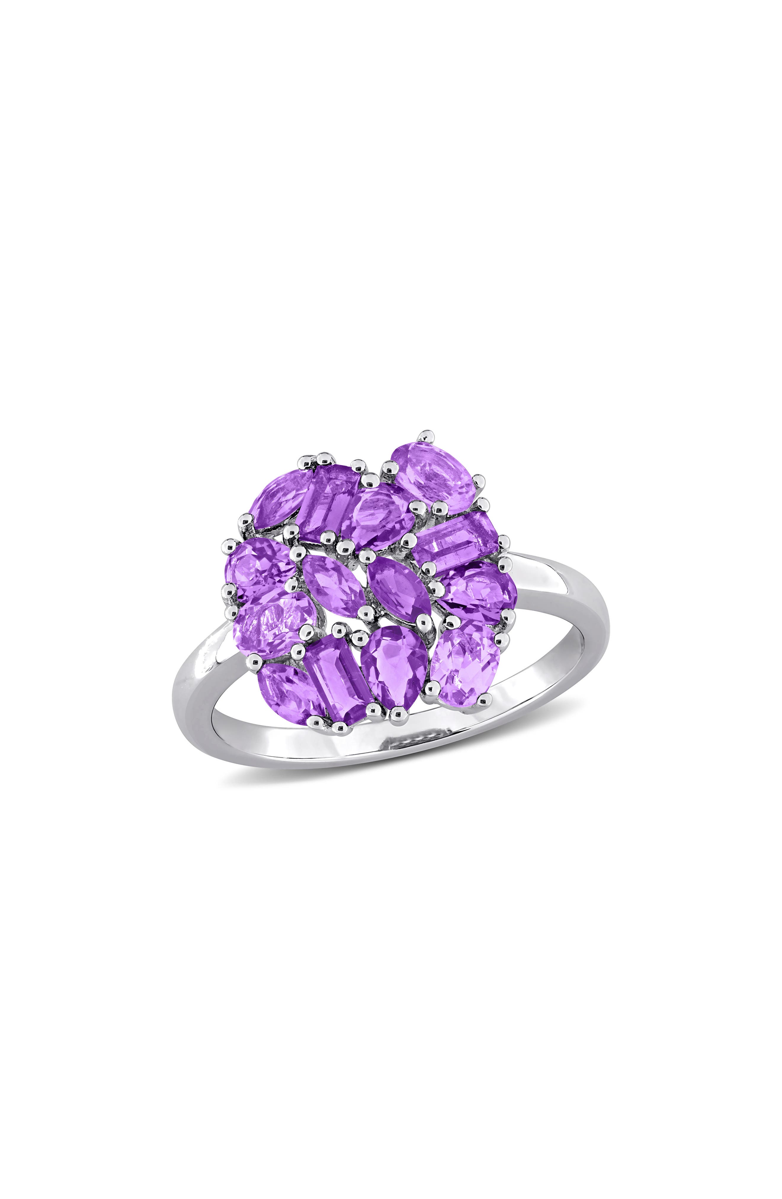 Multi-Shape Amethyst Sterling Silver Ring