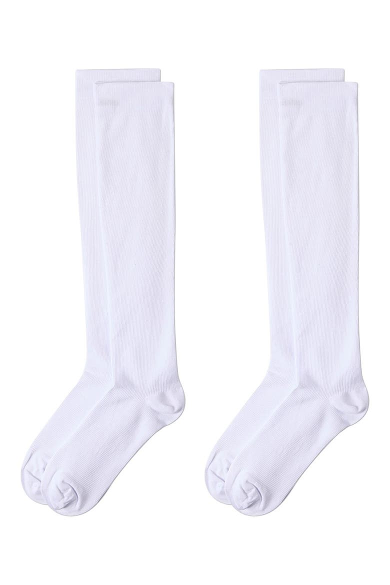 2-Pack Graduated Compression Cotton Blend Crew Socks, Main, color, WHITE-WHITE