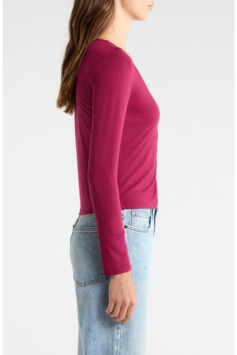Shelby Button-Up Knit Top, Alternate, color, WINE