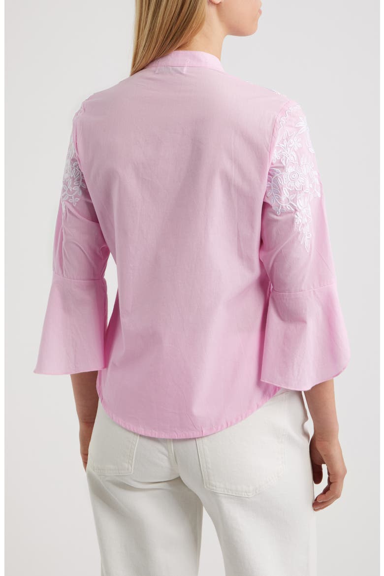 Veronique Embroidered Cotton Button-Up Shirt, Alternate, color, PINK