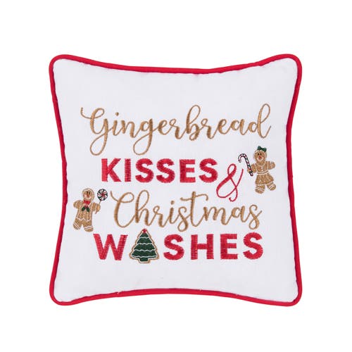 C&F Home "Gingerbread Kisses and Christmas Wishes" Cotton Petite Accent Pillow, 10" x 10". in Red  product