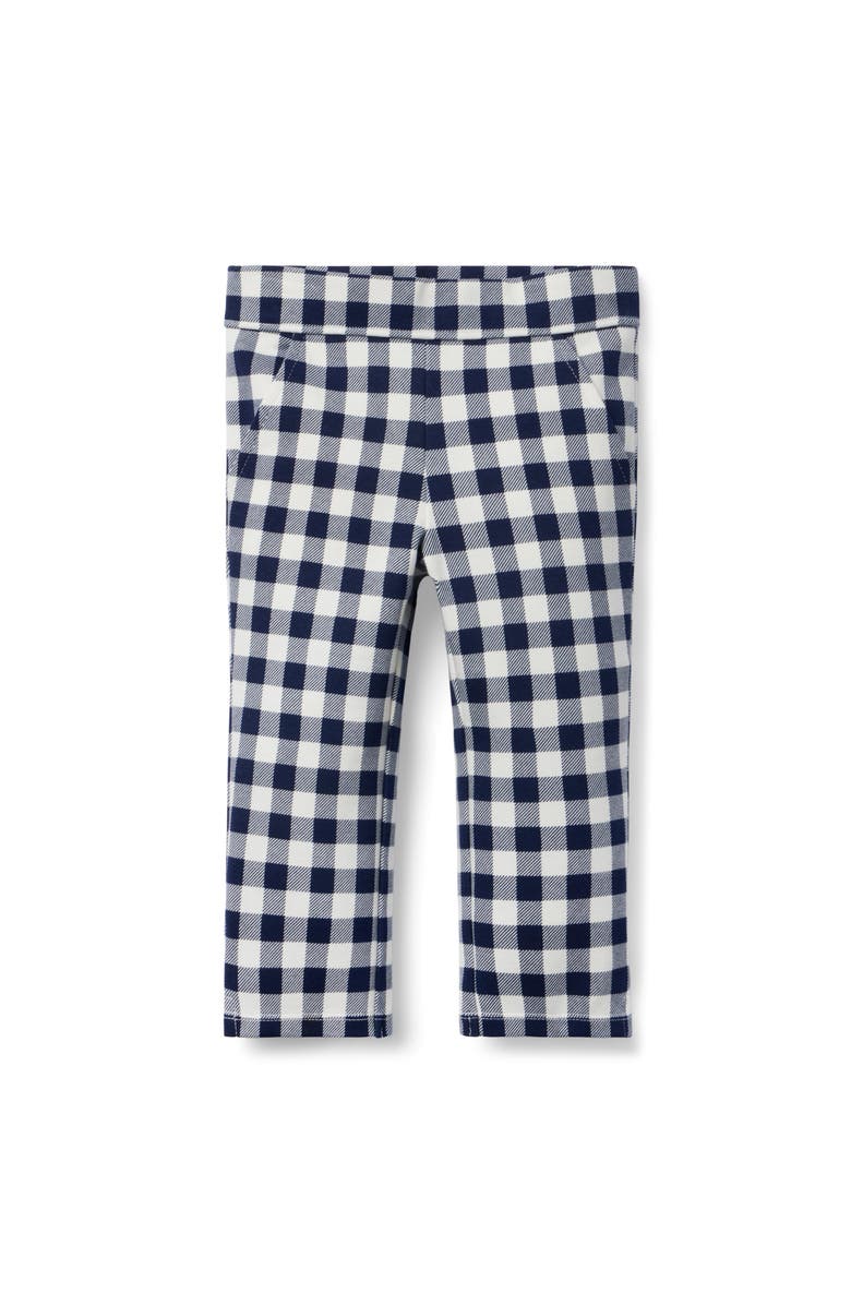 Janie and Jack Gingham Ponte Pant, Main, color, White