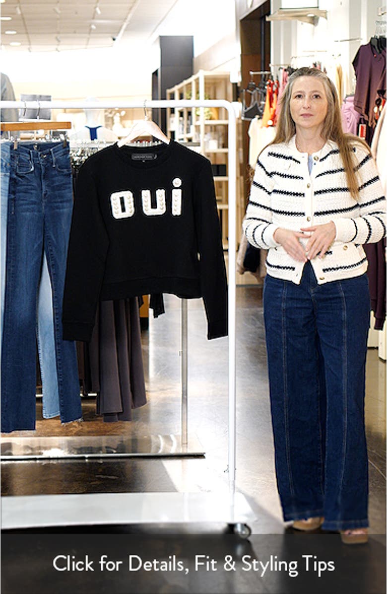 Oui Imitiation Pearl Embellished Cotton Sweatshirt, sales video thumbnail