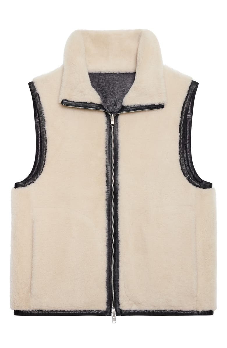 Helmut Lang Reversible Genuine Shearling Vest, Alternate, color, Cremello/ Black