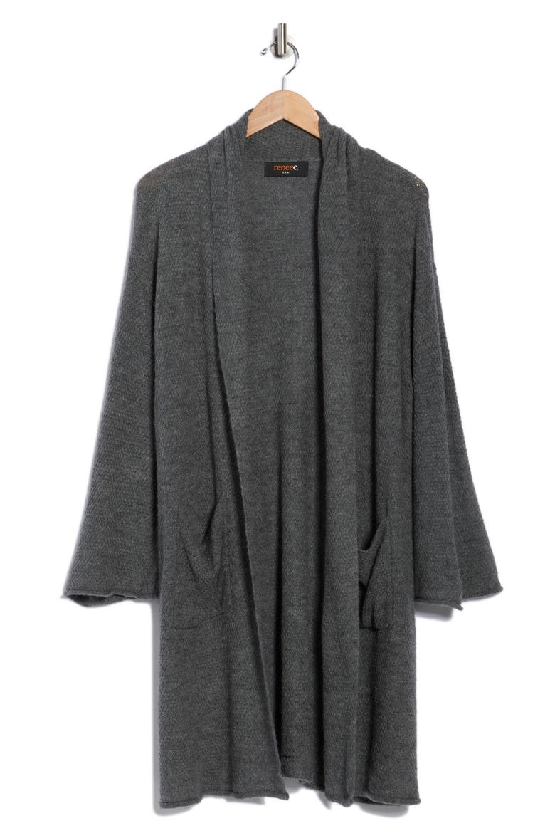 Open Front Sweater Cardigan, Alternate, color, CHARCOAL