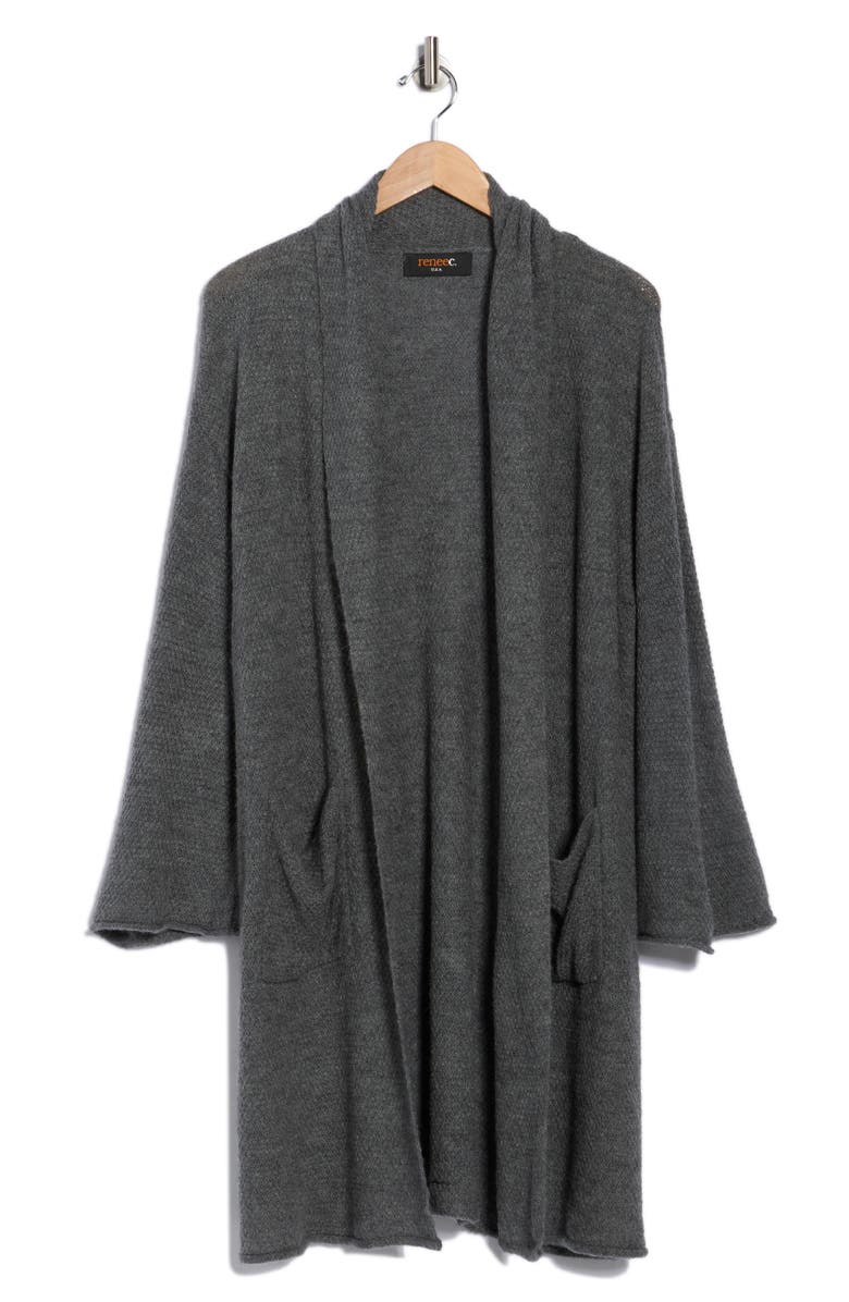 Renee C Open Front Sweater Cardigan, Alternate, color, Charcoal