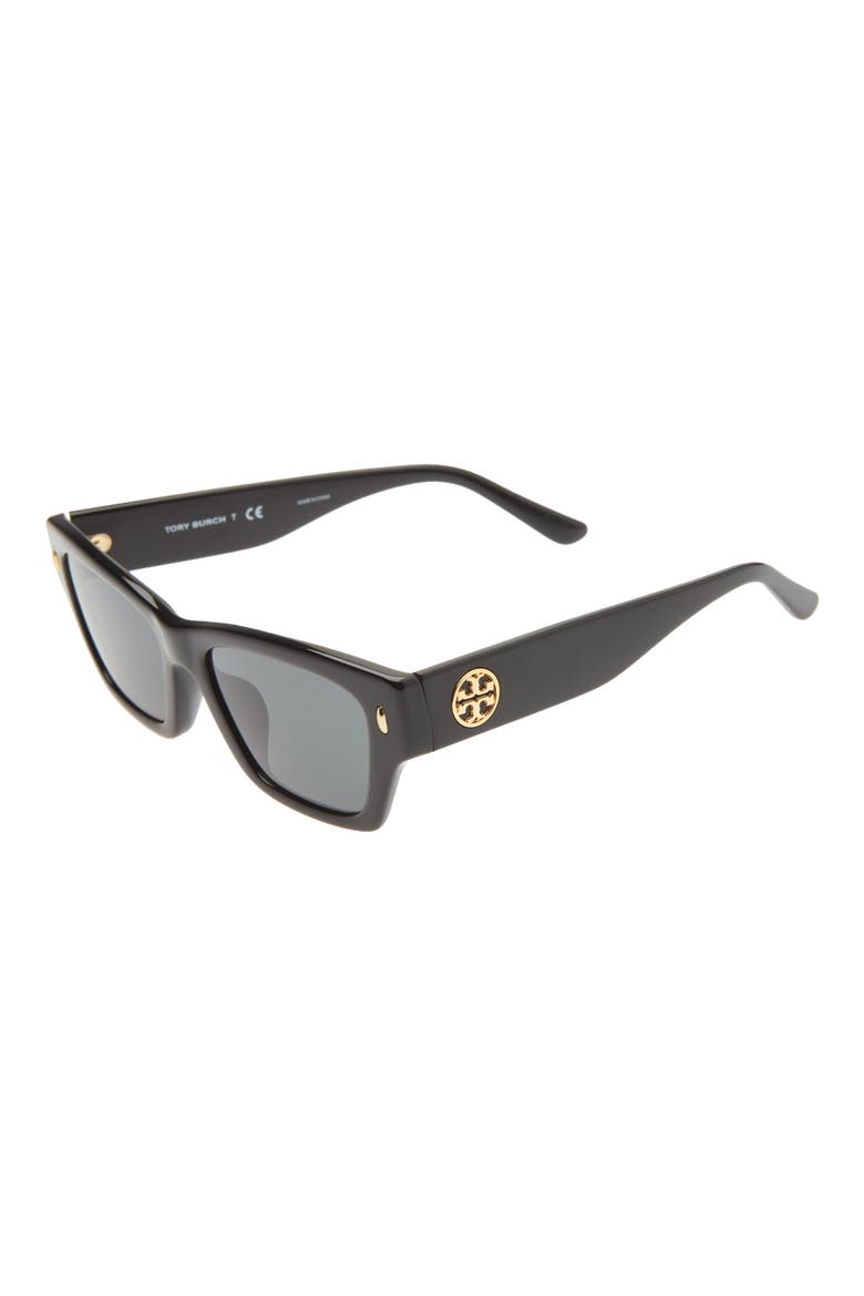 52mm Rectangular Sunglasses, Alternate, color, BLACK