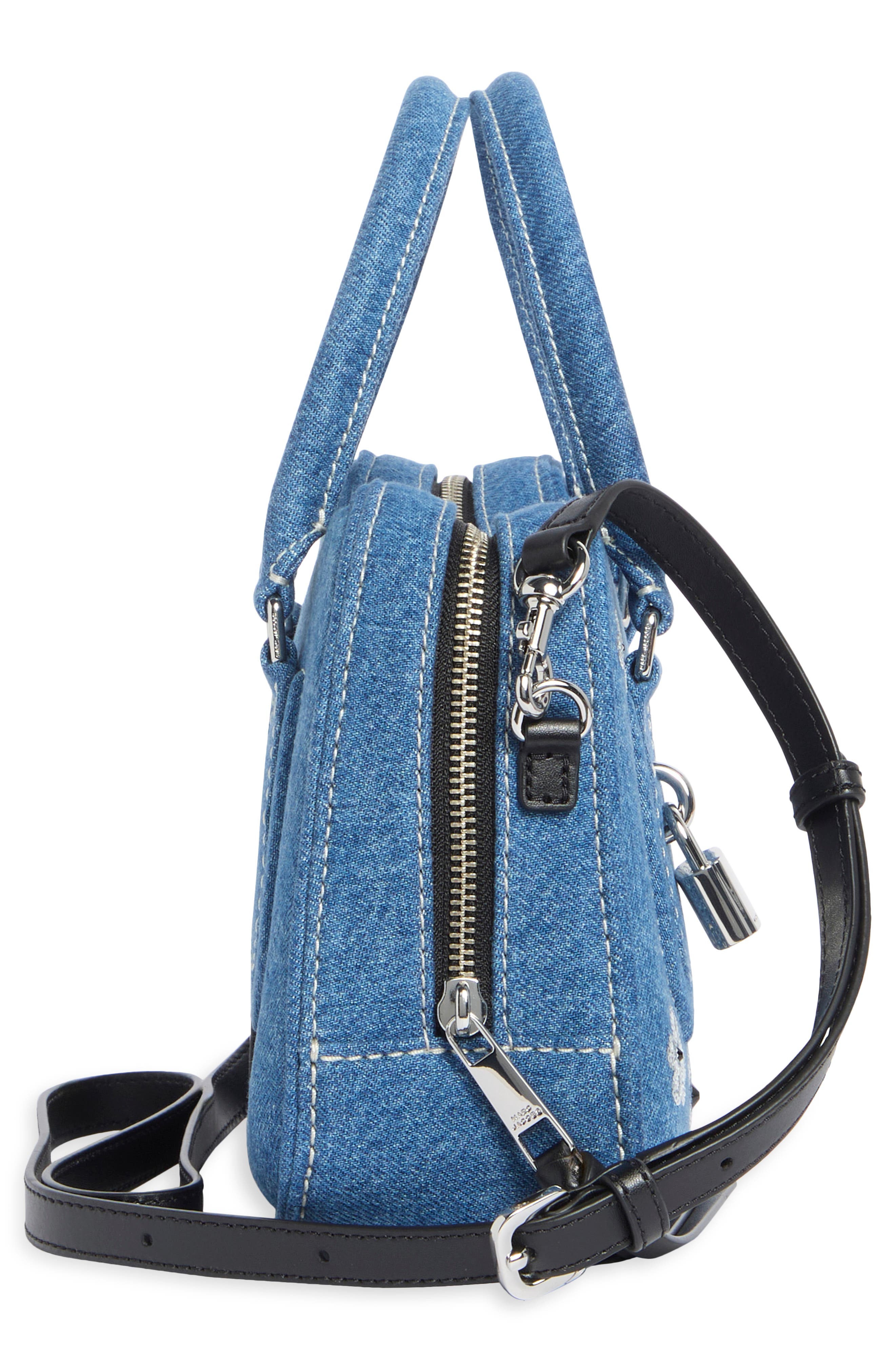 Marc Jacobs Daisy Sequin Denim Shoulder Bag, Alternate, color, Medium Denim