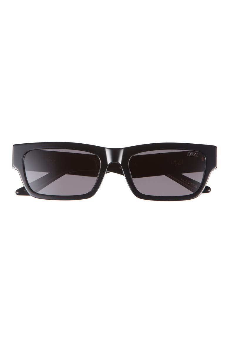 Izzy 56mm Polarized Rectangular Sunglasses, Main, color, BLACK/ BLACKOUT