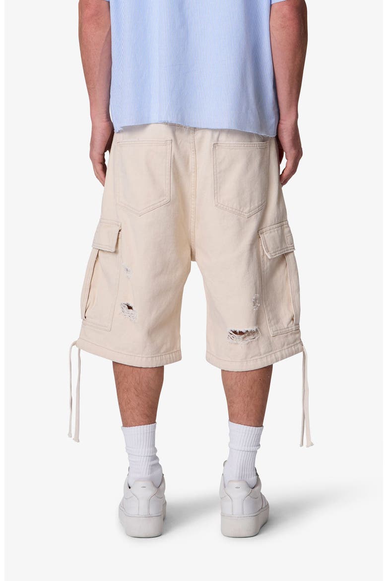 Distressed Baggy Cargo Shorts, Alternate, color, OFF WHITE