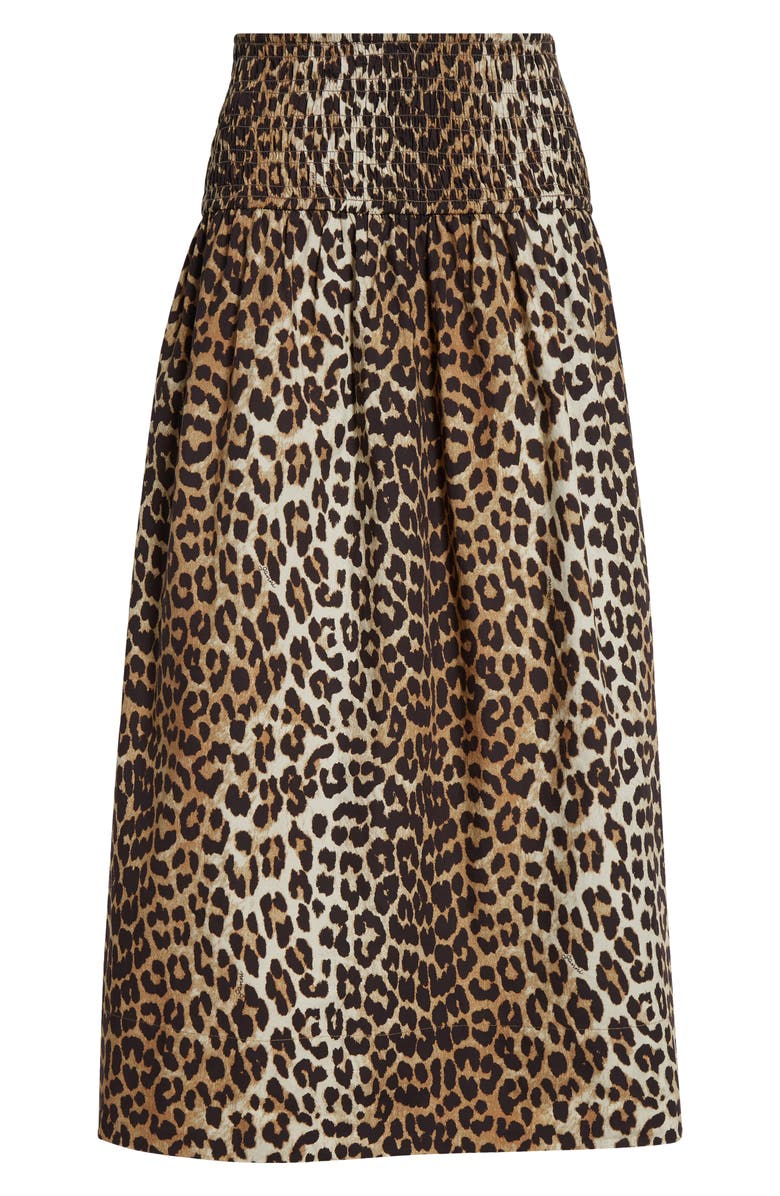 Ganni Leopard Print Organic Cotton Skirt, Alternate, color, 