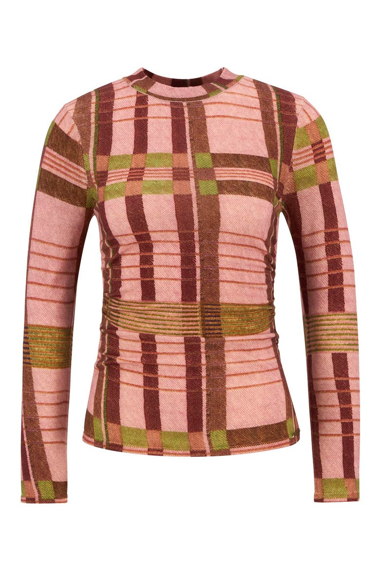 x Farm Rio Thalita Abstract Tartan Knit Top, Alternate, color, PINK TARTAN