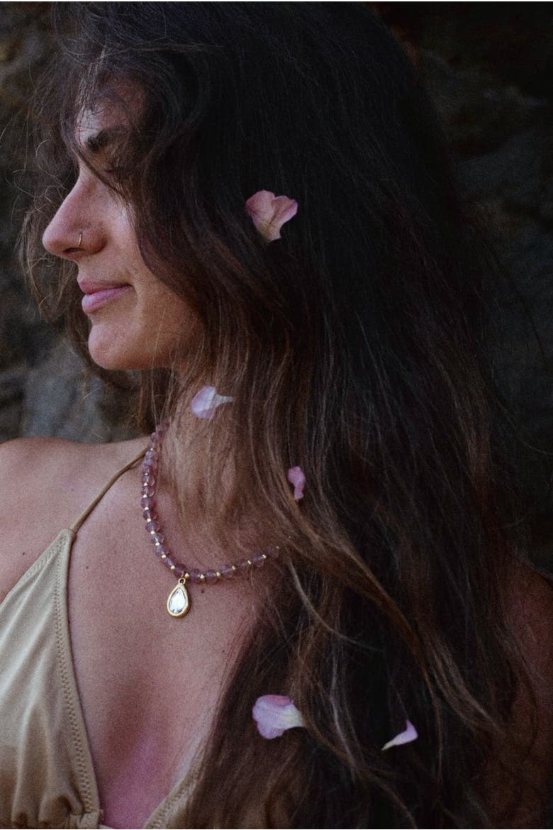 The Rosamere Necklace, Alternate, color, Strawberry Quartz Gemstones