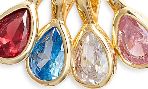 Set & Stones Multi Birthstone Teardrop Charm Necklace In Gold