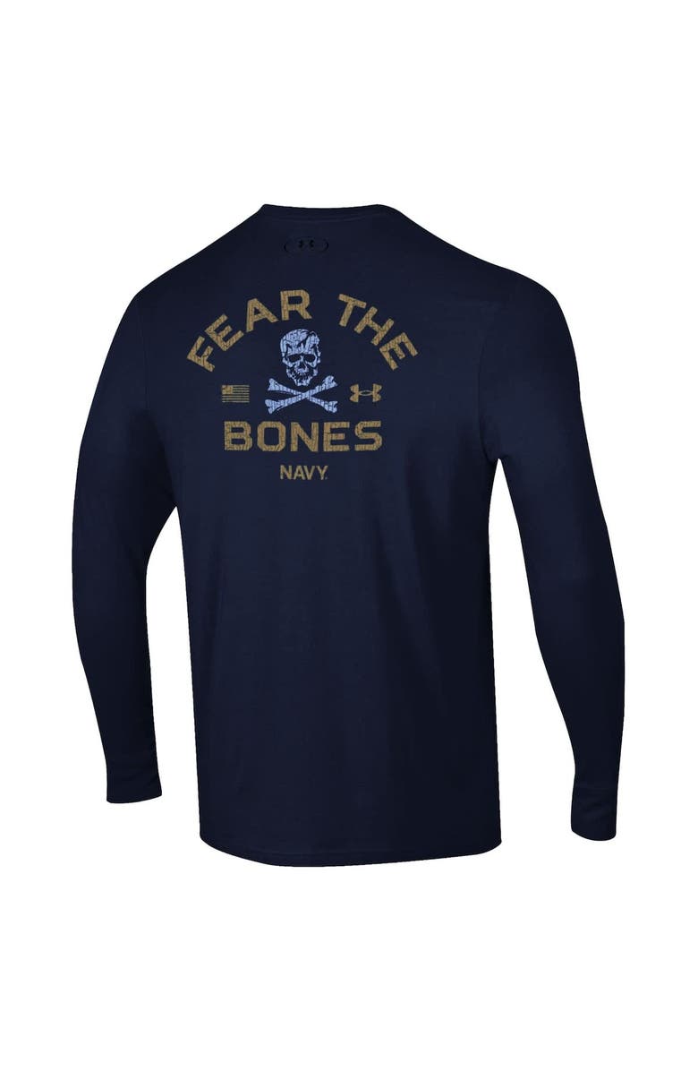 Under Armour Men's Under Armour Navy Navy Midshipmen Distressed Jolly Rogers Performance Long Sleeve T-Shirt, Alternate, color, Navy