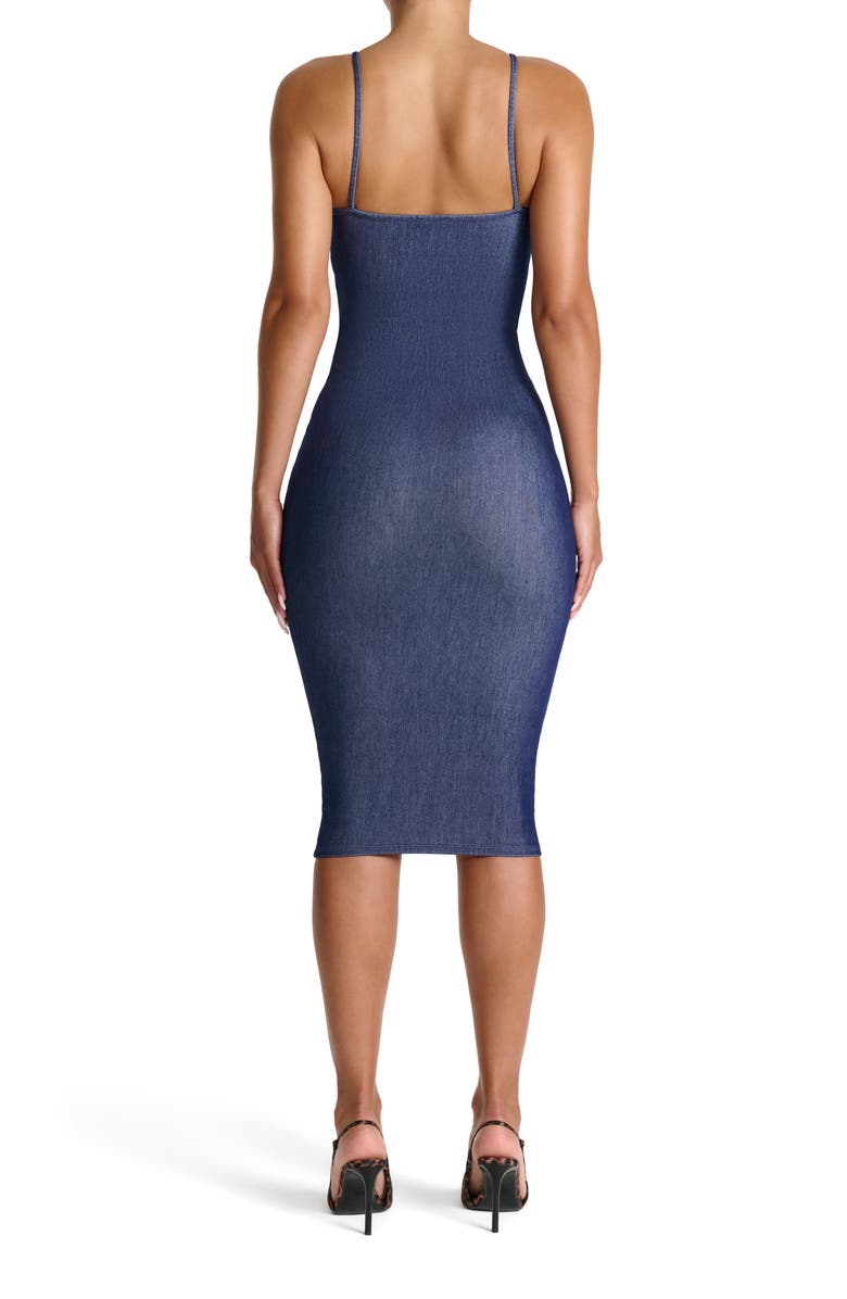 Naked Wardrobe Stretch Cotton Body-Con Maxi Dress, Alternate, color, Indigo Wash