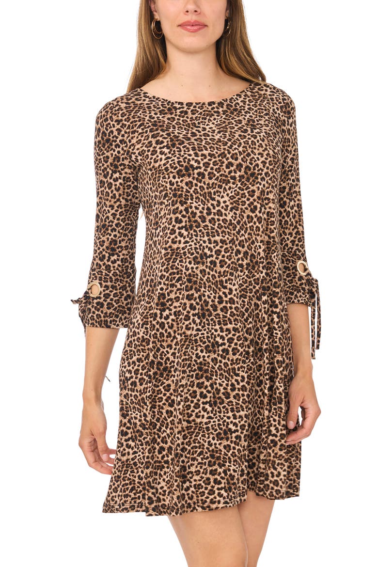 Leopard Print Swing Dress, Alternate, color, CHICORY COFFEE