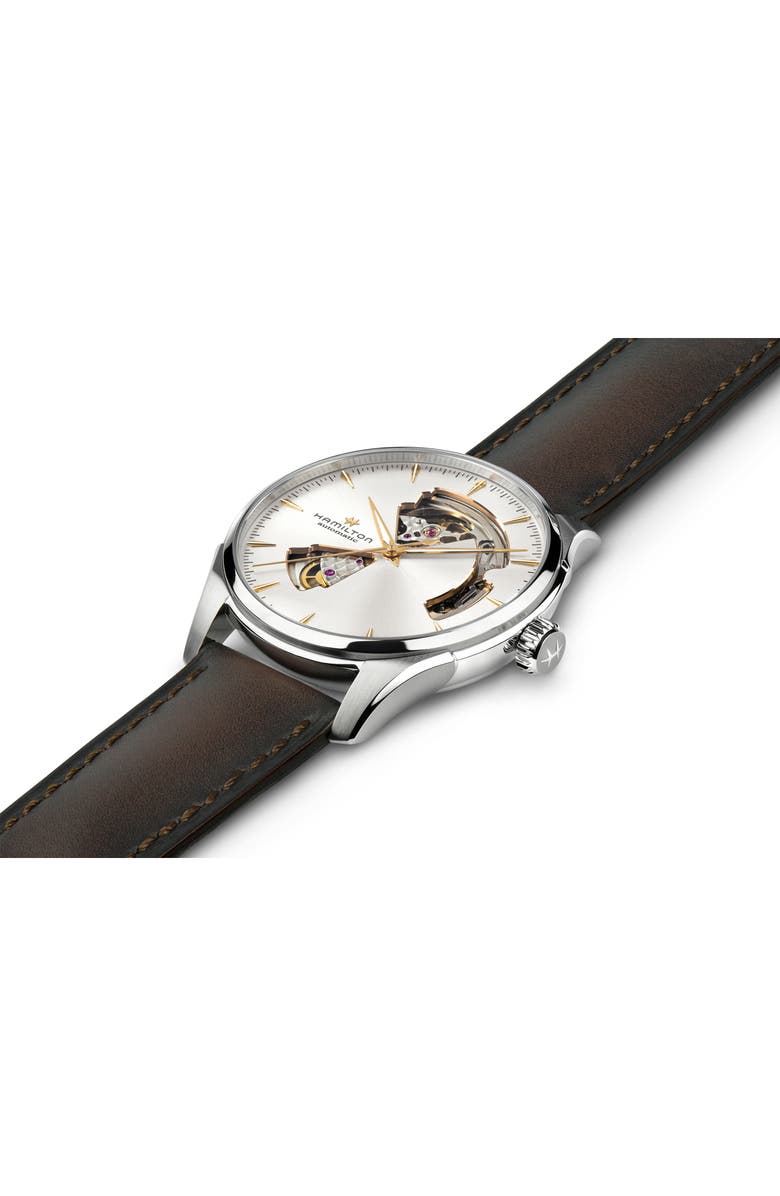 Hamilton Jazzmaster Open Heart Automatic Leather Strap Watch, 40mm, Alternate, color,