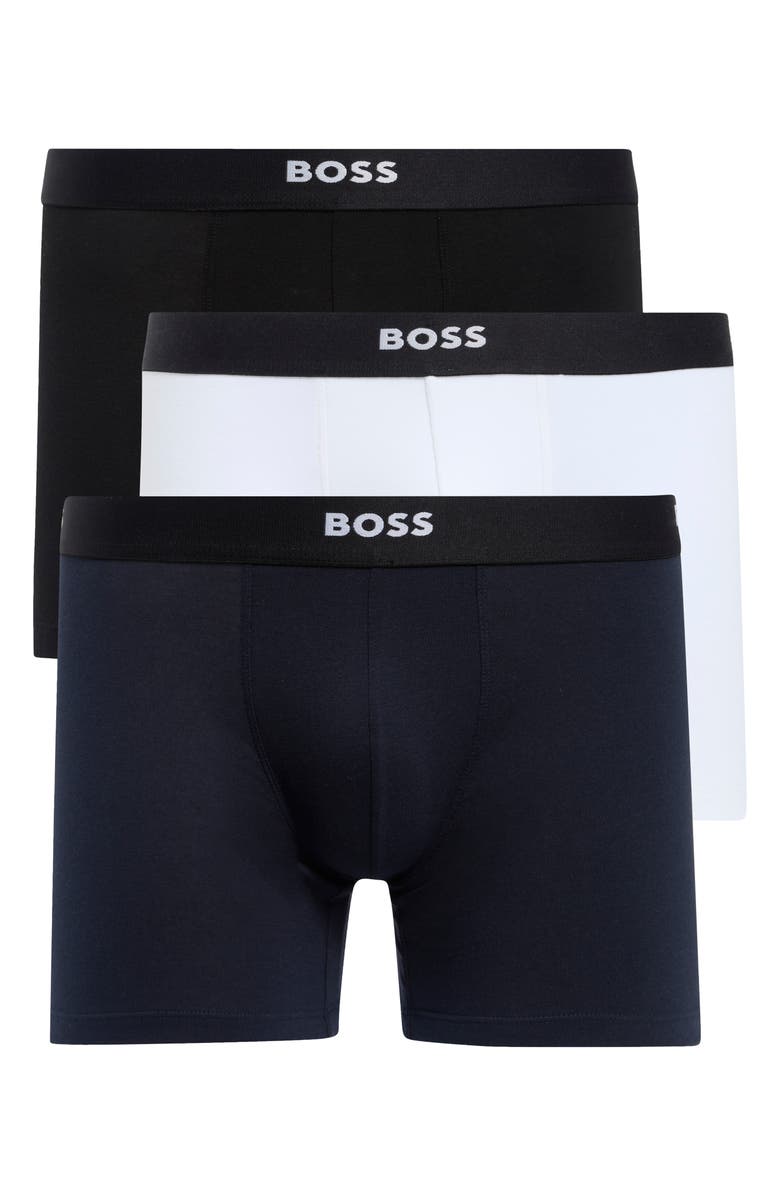BOSS 3-Pack Cotton Blend Boxer Briefs, Main, color, Black