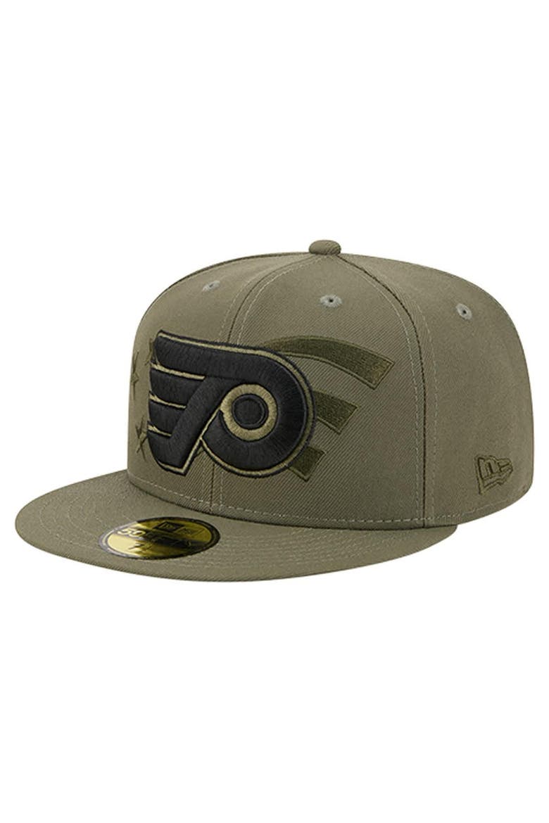 Men's New Era  Olive Philadelphia Flyers Military Appreciation Flag 59FIFTY Fitted Hat, Main, color, Olive