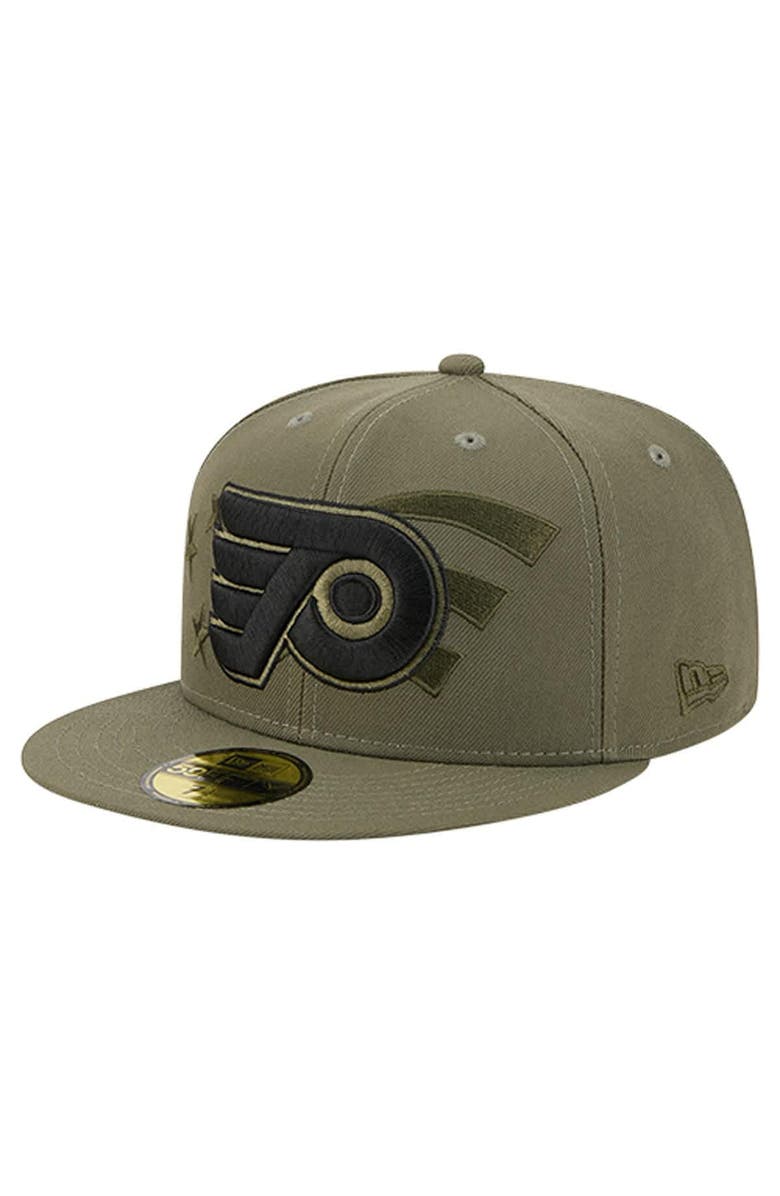 New Era Men's New Era Olive Philadelphia Flyers Military Appreciation Flag 59FIFTY Fitted Hat, Main, color, Olive