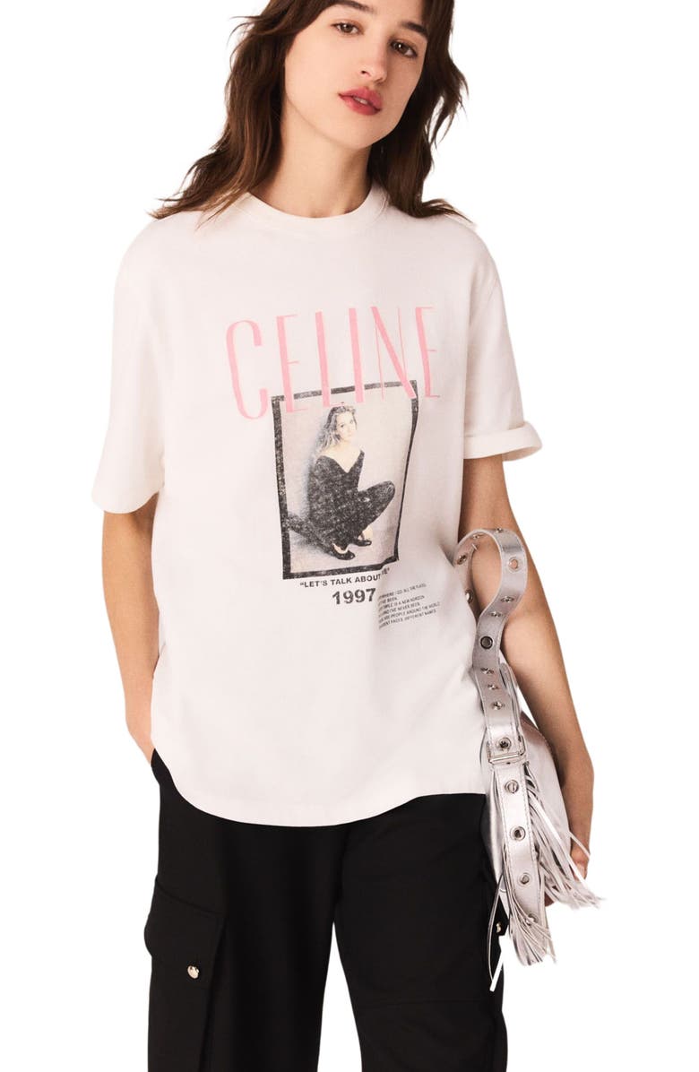 maje x Céline Dion T-shirt, Main, color, White