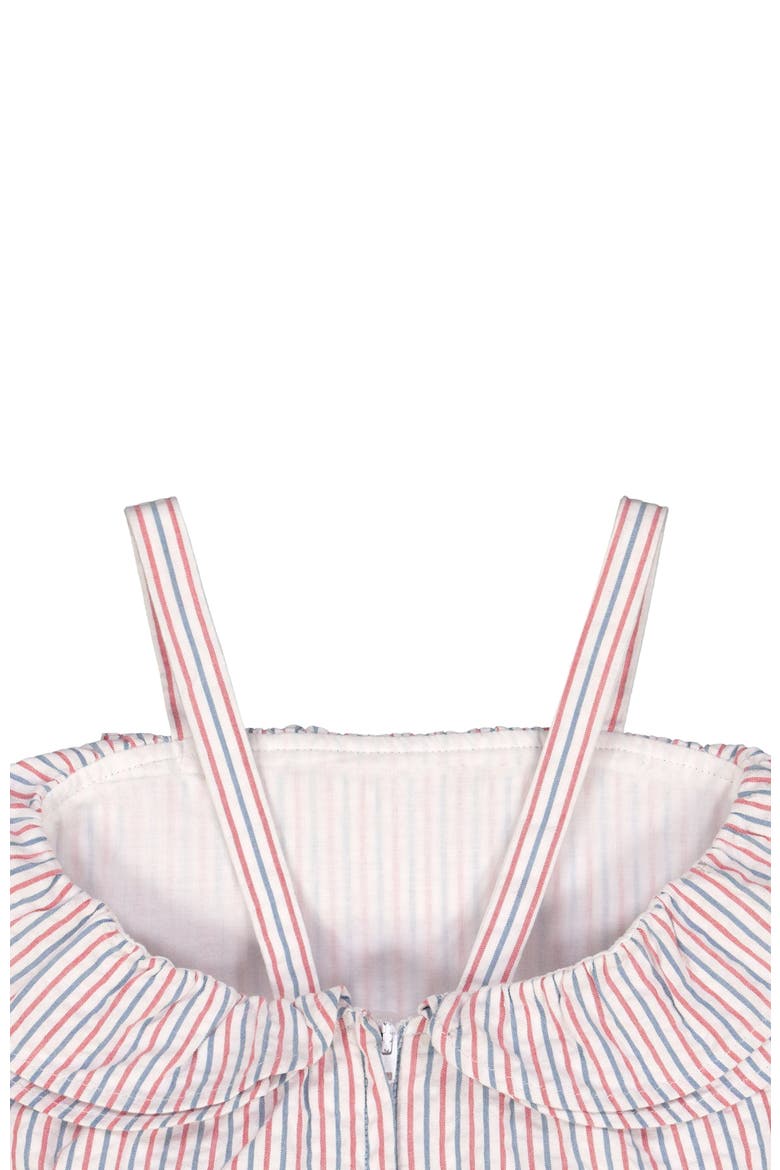 Baby Girls' Ruffle Edge Romper, Infant, Alternate, color, Red and Blue Seersucker