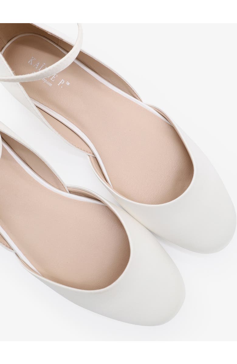 Kailee P Gloria Satin Round Toe Wedding Flat with Ankle Strap, Alternate, color, White