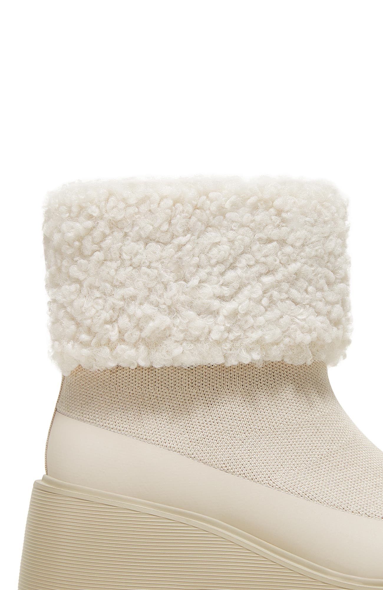 Faux Fur Platform Chunky Wedge Boots, Alternate, color, Cream Ivory